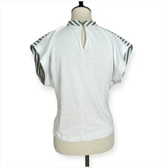 Zara Striped Green and White Cinched‎ Front Top Sz M *note - Picture 4 of 10